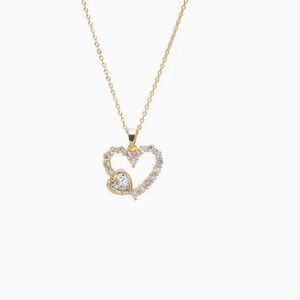 Adina Eden Interlocking CZ Heart  Gold Pendant Necklace NEW